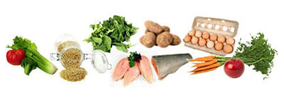 catfish, eggs, carrots, apples